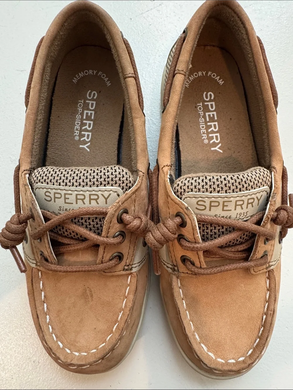 Sperry Kids Boat Shoes in Tan and Cream